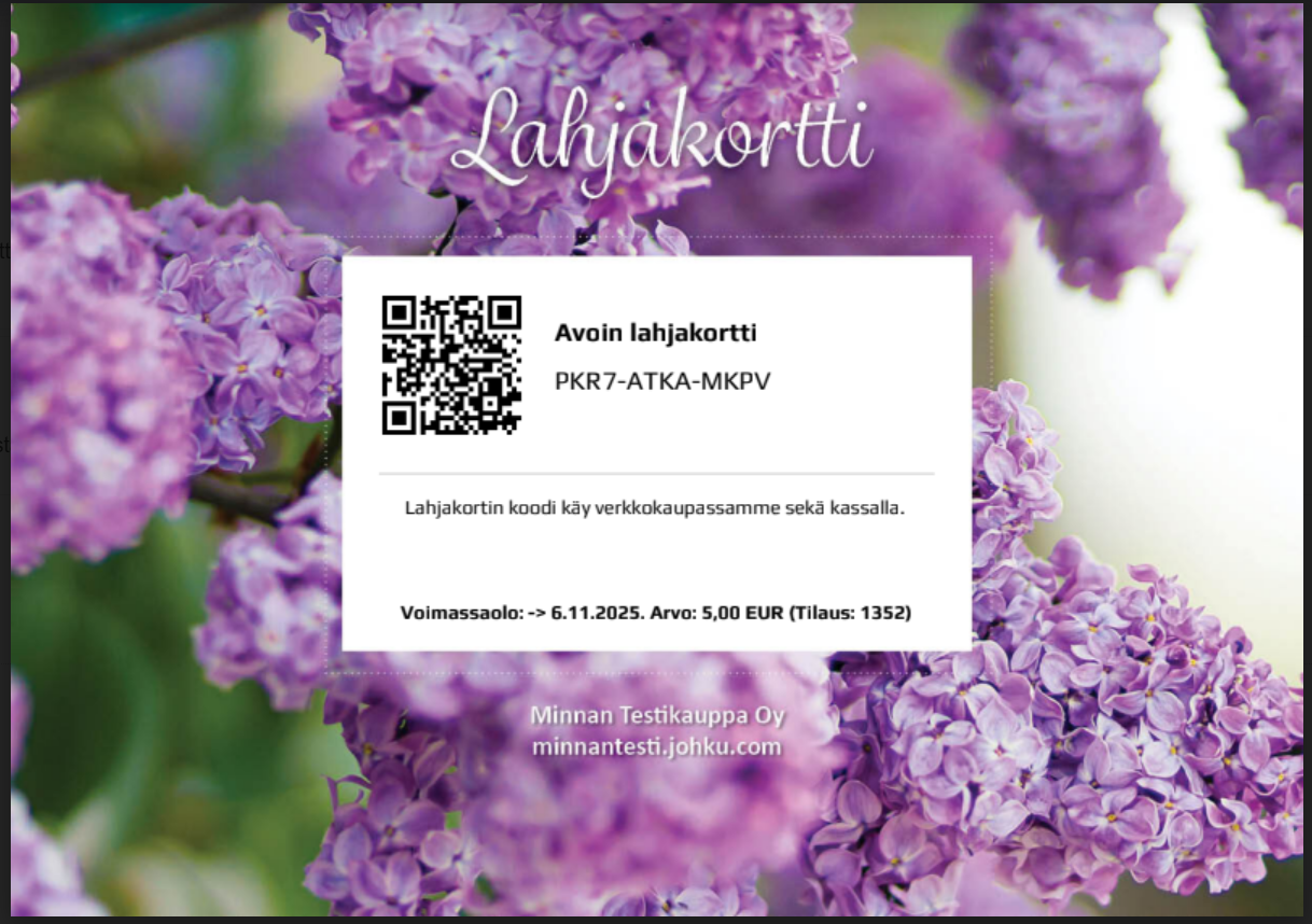 PDF-arvokortin fonttityyppinä Play.