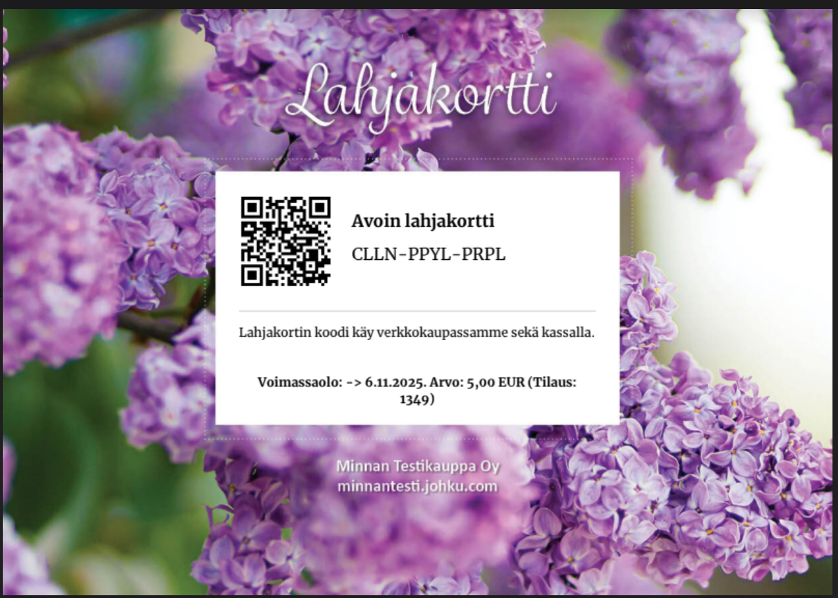 PDF-arvokortin fonttityyppinä Merriweather.