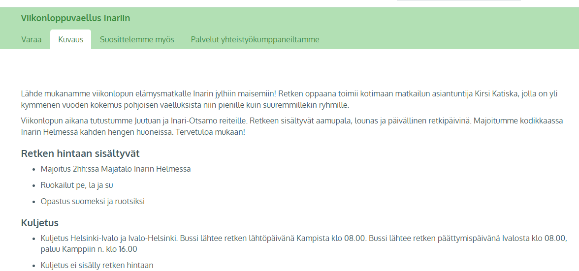 Aseta tuotesivulle esille tuleva yleiskuvays mahdollisimman kattavasti